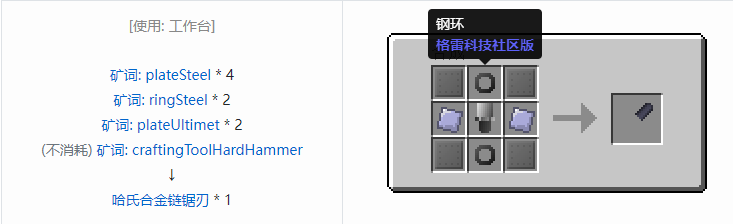 我的世界格雷科技社区版链锯刃合成表大全