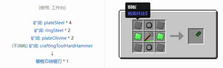 我的世界格雷科技社区版链锯刃合成表大全