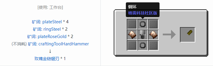 我的世界格雷科技社区版链锯刃合成表大全