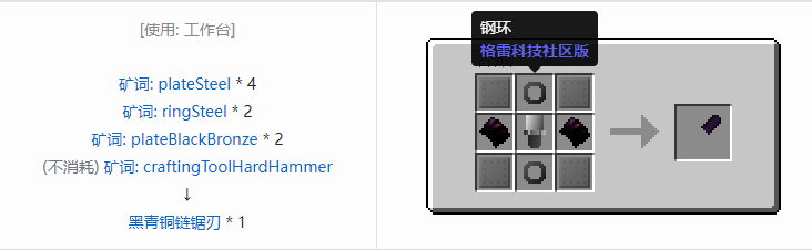 我的世界格雷科技社区版链锯刃合成表大全