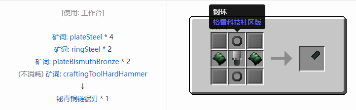 我的世界格雷科技社区版链锯刃合成表大全