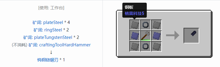 我的世界格雷科技社区版链锯刃合成表大全