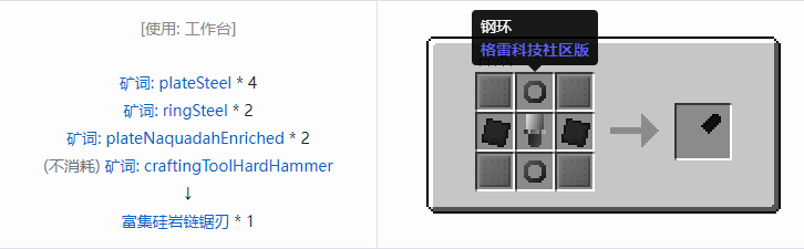 我的世界格雷科技社区版链锯刃合成表大全