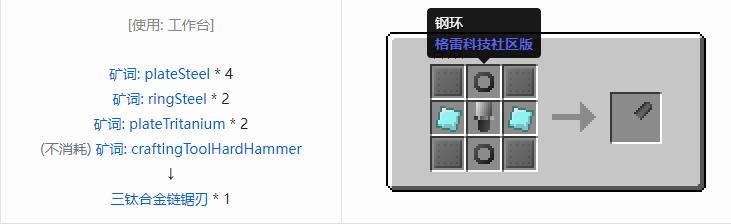 我的世界格雷科技社区版链锯刃合成表大全