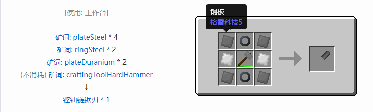 我的世界格雷科技社区版链锯刃合成表大全