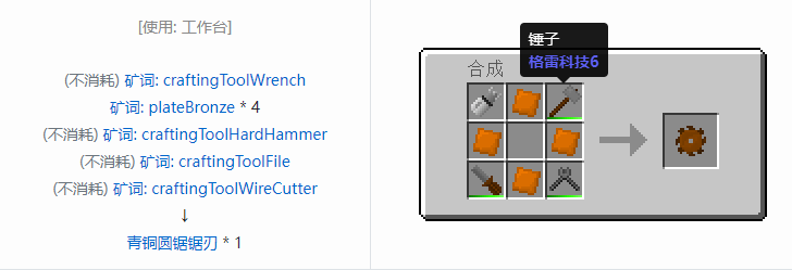 我的世界格雷科技社区版圆锯锯刃合成表大全