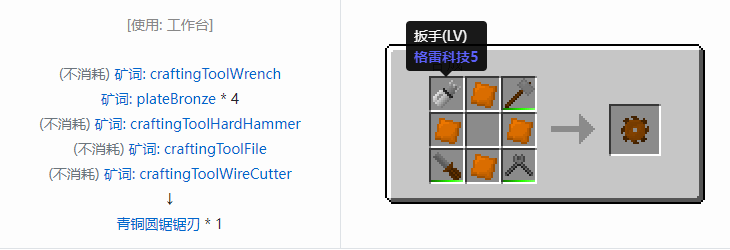 我的世界格雷科技社区版圆锯锯刃合成表大全