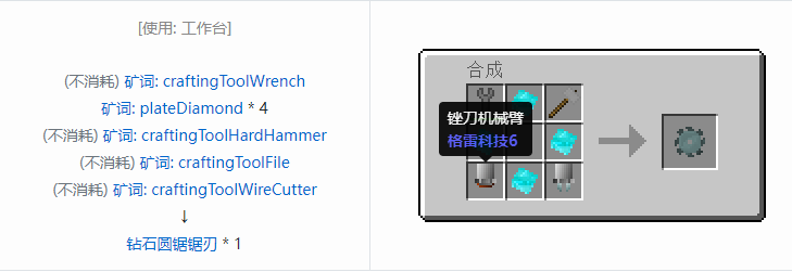 我的世界格雷科技社区版圆锯锯刃合成表大全