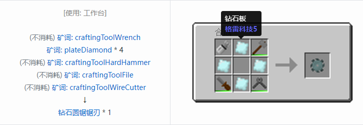 我的世界格雷科技社区版圆锯锯刃合成表大全