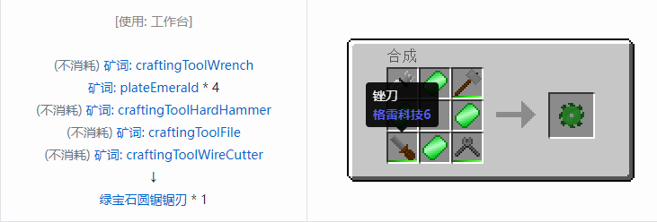 我的世界格雷科技社区版圆锯锯刃合成表大全