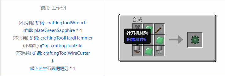 我的世界格雷科技社区版圆锯锯刃合成表大全