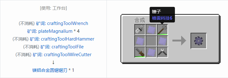 我的世界格雷科技社区版圆锯锯刃合成表大全