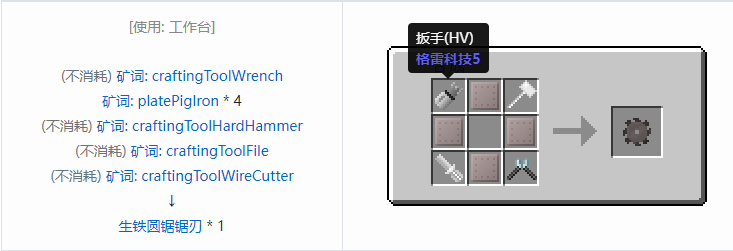 我的世界格雷科技社区版圆锯锯刃合成表大全