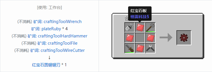 我的世界格雷科技社区版圆锯锯刃合成表大全