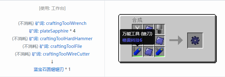 我的世界格雷科技社区版圆锯锯刃合成表大全