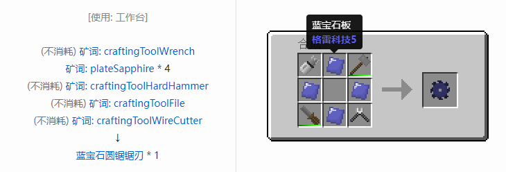 我的世界格雷科技社区版圆锯锯刃合成表大全