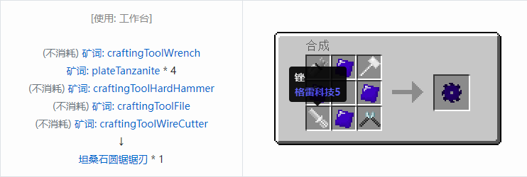 我的世界格雷科技社区版圆锯锯刃合成表大全
