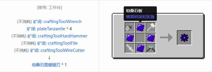 我的世界格雷科技社区版圆锯锯刃合成表大全