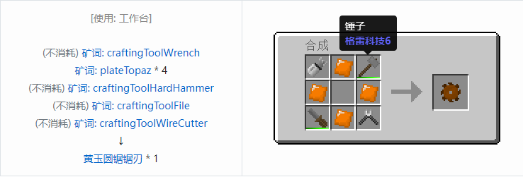 我的世界格雷科技社区版圆锯锯刃合成表大全