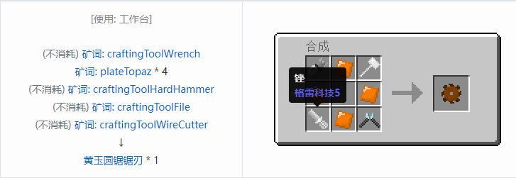 我的世界格雷科技社区版圆锯锯刃合成表大全