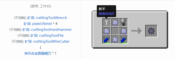 我的世界格雷科技社区版圆锯锯刃合成表大全