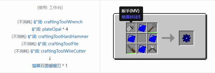 我的世界格雷科技社区版圆锯锯刃合成表大全