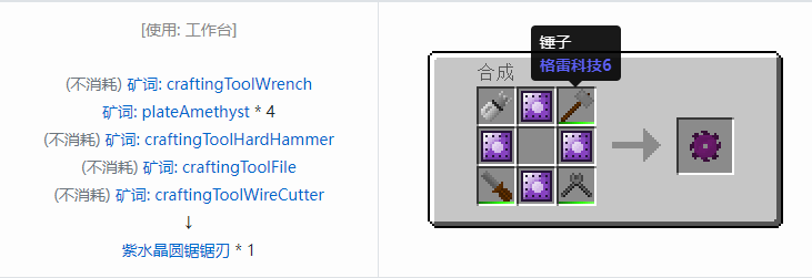 我的世界格雷科技社区版圆锯锯刃合成表大全