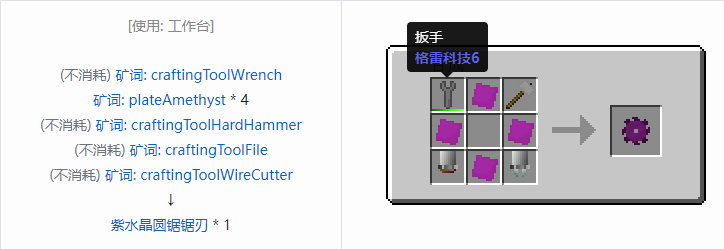 我的世界格雷科技社区版圆锯锯刃合成表大全