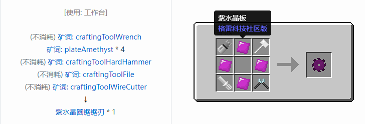 我的世界格雷科技社区版圆锯锯刃合成表大全
