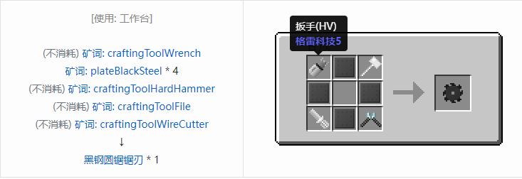 我的世界格雷科技社区版圆锯锯刃合成表大全