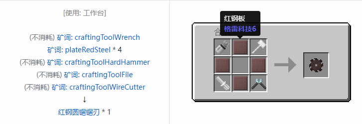 我的世界格雷科技社区版圆锯锯刃合成表大全