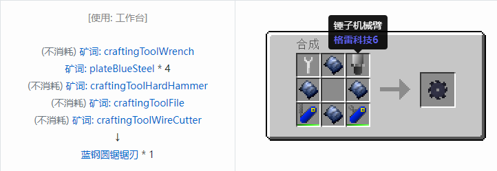 我的世界格雷科技社区版圆锯锯刃合成表大全