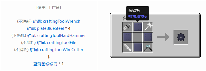 我的世界格雷科技社区版圆锯锯刃合成表大全