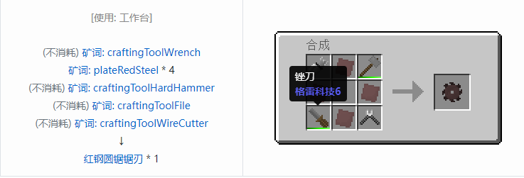 我的世界格雷科技社区版圆锯锯刃合成表大全