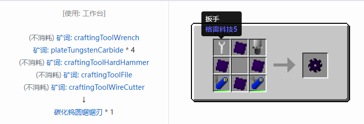 我的世界格雷科技社区版圆锯锯刃合成表大全