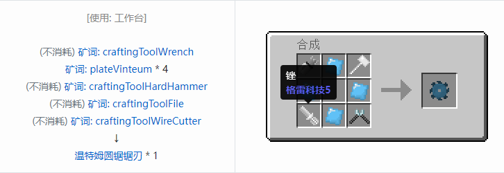 我的世界格雷科技社区版圆锯锯刃合成表大全