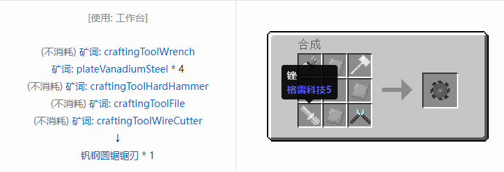 我的世界格雷科技社区版圆锯锯刃合成表大全