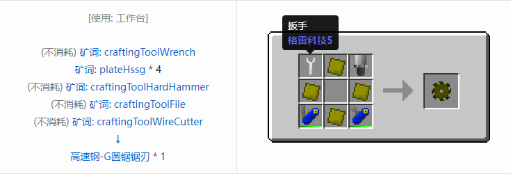我的世界格雷科技社区版圆锯锯刃合成表大全