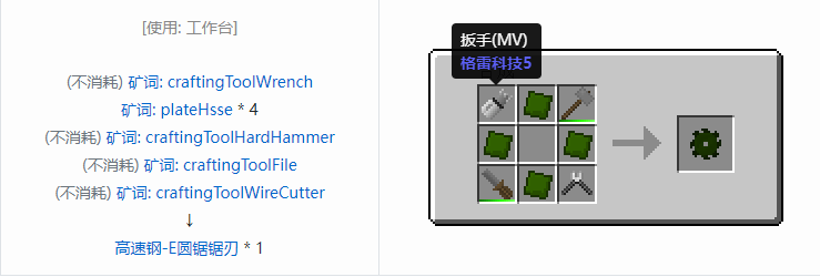 我的世界格雷科技社区版圆锯锯刃合成表大全