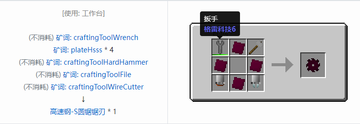 我的世界格雷科技社区版圆锯锯刃合成表大全