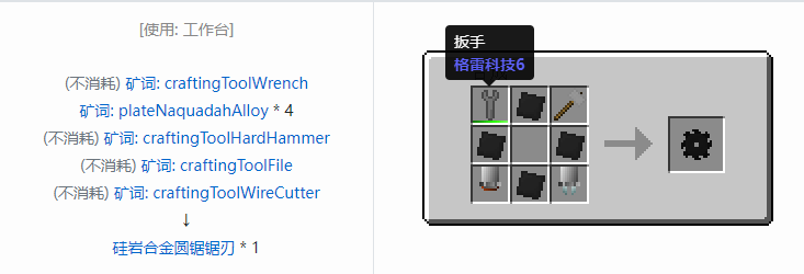 我的世界格雷科技社区版圆锯锯刃合成表大全