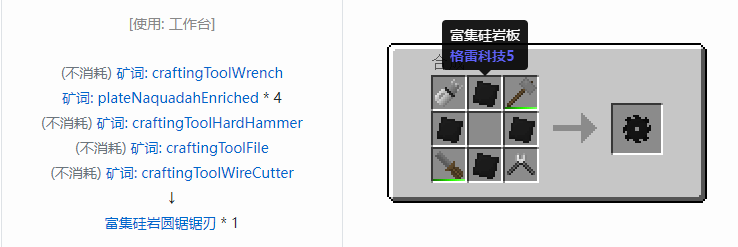 我的世界格雷科技社区版圆锯锯刃合成表大全