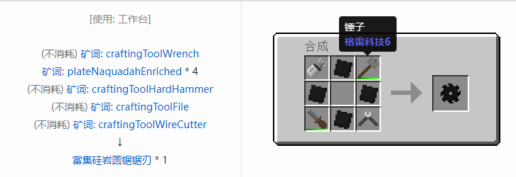 我的世界格雷科技社区版圆锯锯刃合成表大全
