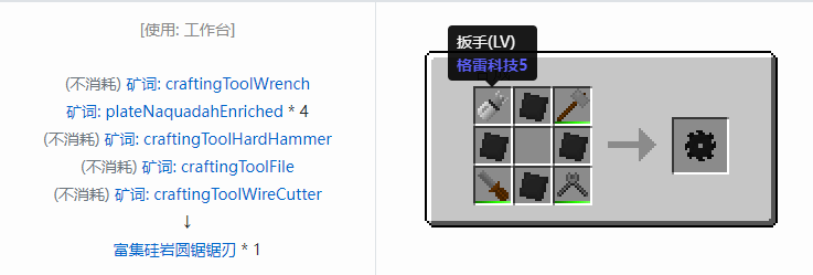 我的世界格雷科技社区版圆锯锯刃合成表大全