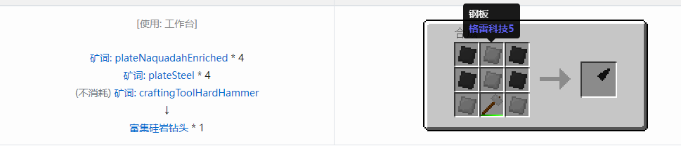 我的世界格雷科技社区版钻头合成表大全