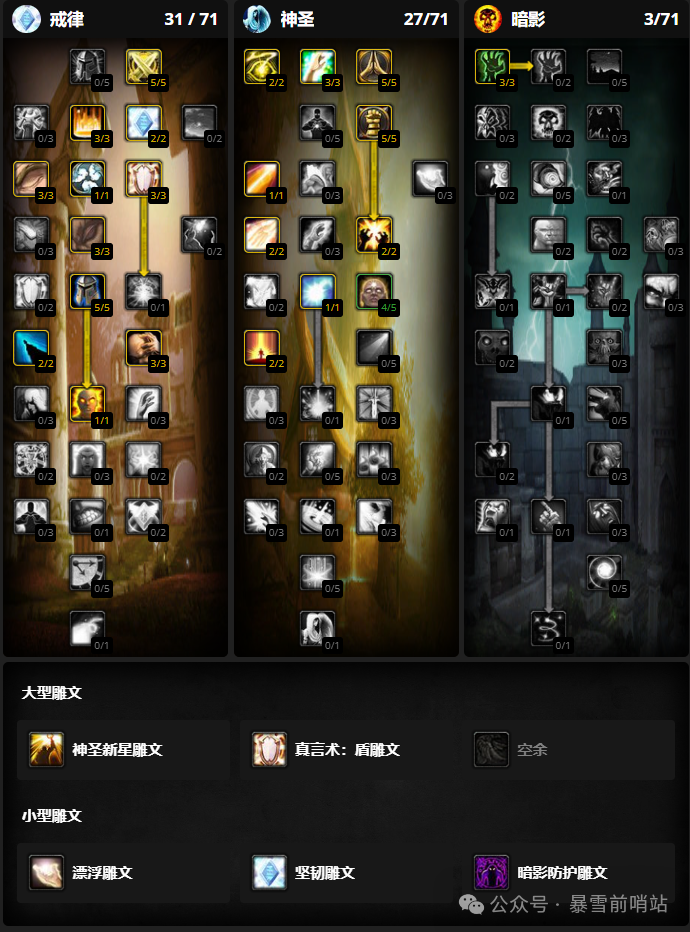 魔兽世界时光服牧师练级天赋雕文推荐