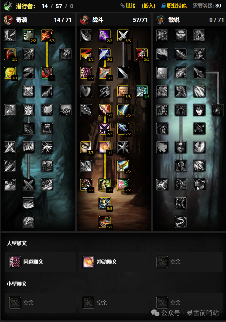 魔兽世界时光服盗贼练级天赋雕文推荐