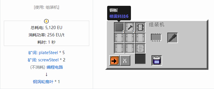 我的世界格雷科技社区版涡轮扇叶合成表大全