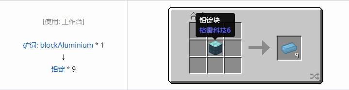 我的世界格雷科技社区版锭合成表大全