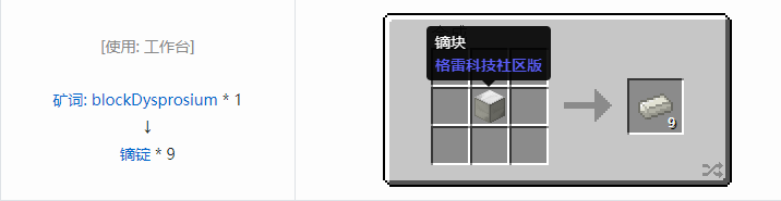 我的世界格雷科技社区版锭合成表大全